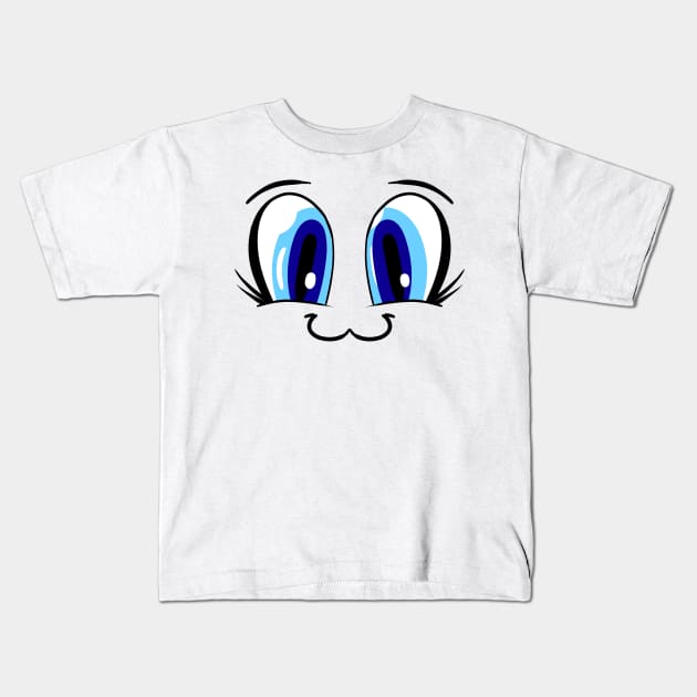 Large Anime Cartoon Eyes  - Face Mask Kids T-Shirt by PorinArt